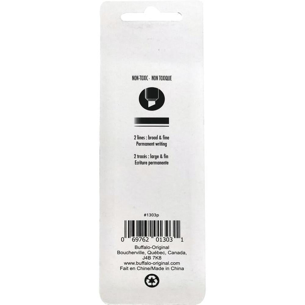 Buffalo Permanent Markers Black Ink Chisel Tip 5mm - Pack of 2
