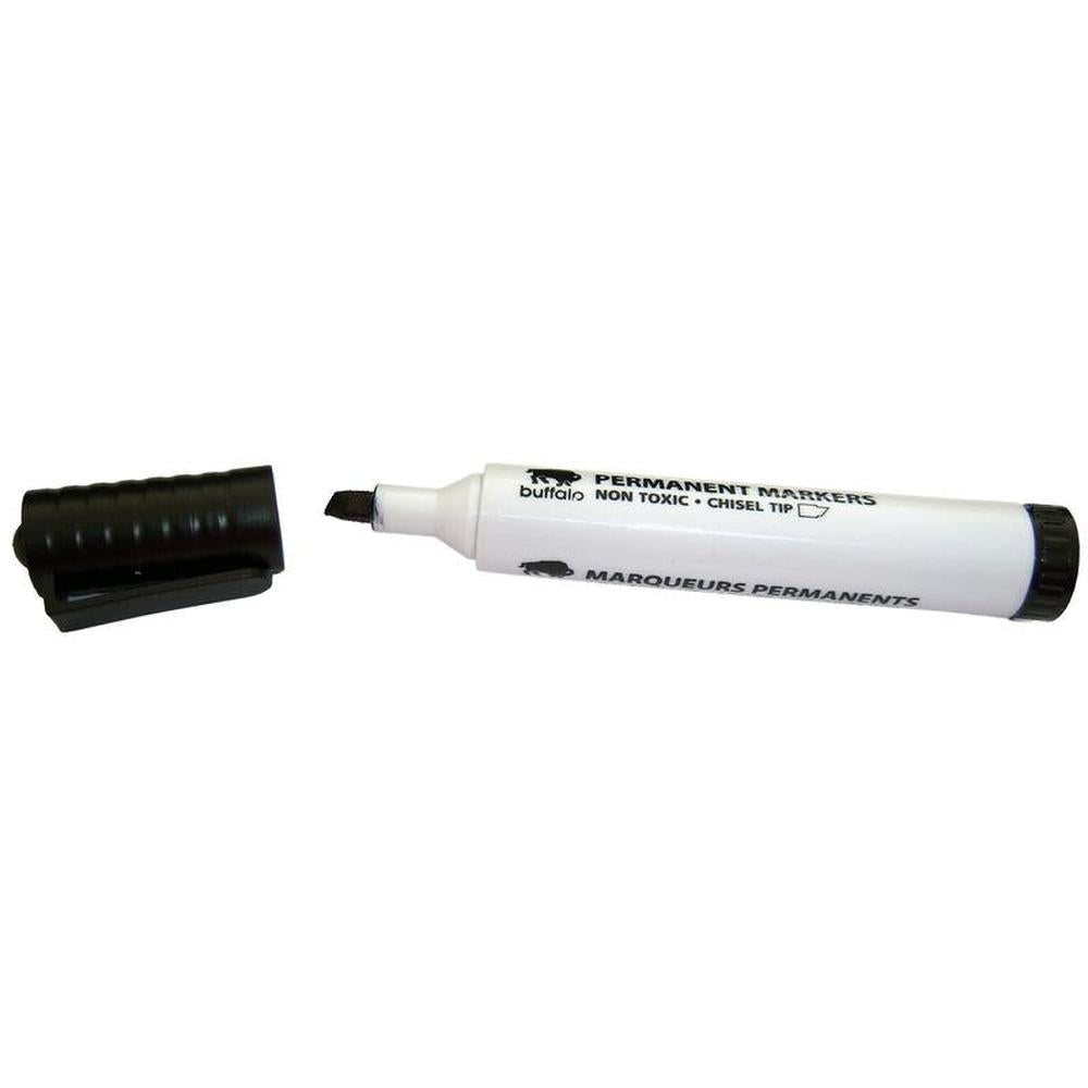 Buffalo Permanent Markers Black Ink Chisel Tip 5mm - Pack of 2