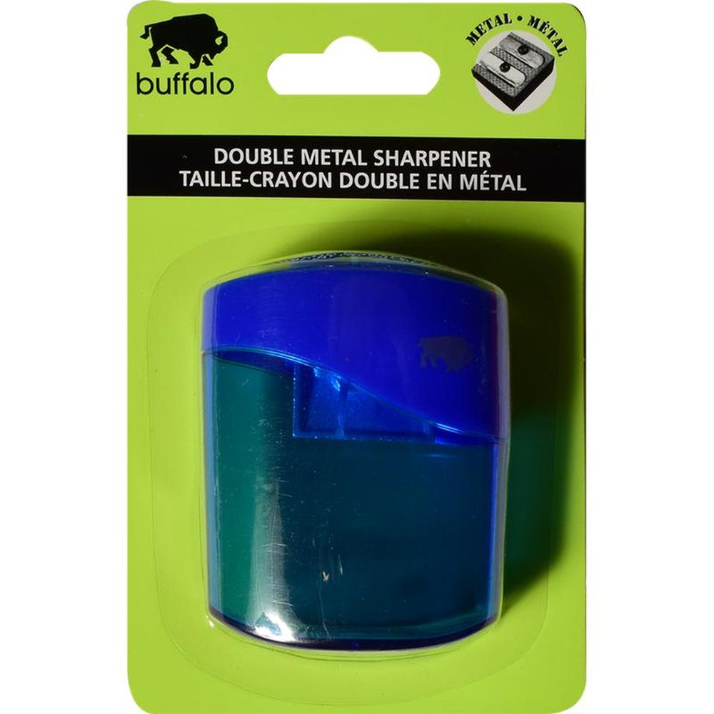 Buffalo Dual Metal Pencil Sharpener with Shavings Reservoir