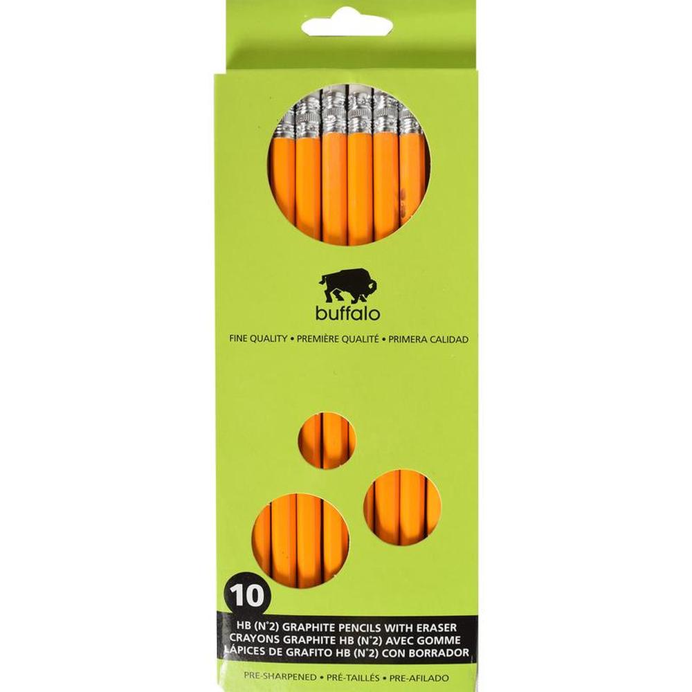 Buffalo Pre-Sharpened HB No. 2 Graphite Pencils - Pack of 10