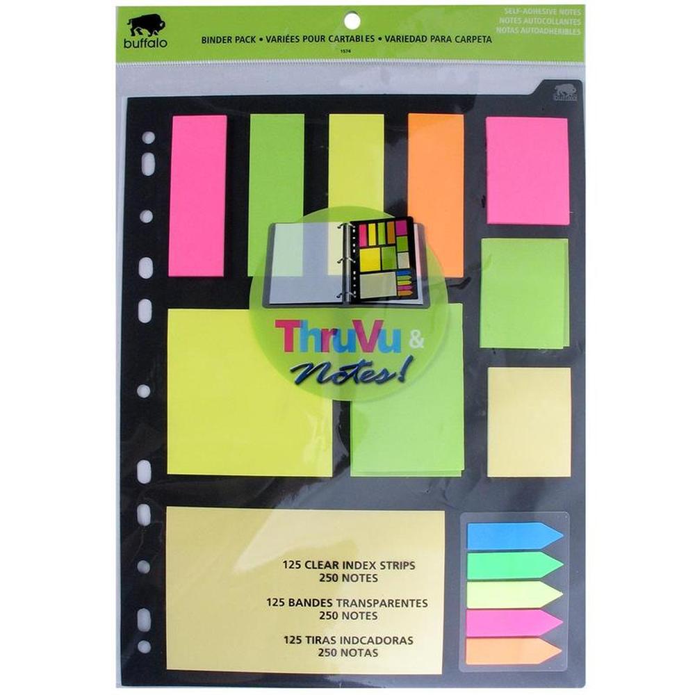 Buffalo Sticky Notes & Neon Arrow Flags Kit - 250 Notes & 125 Flags