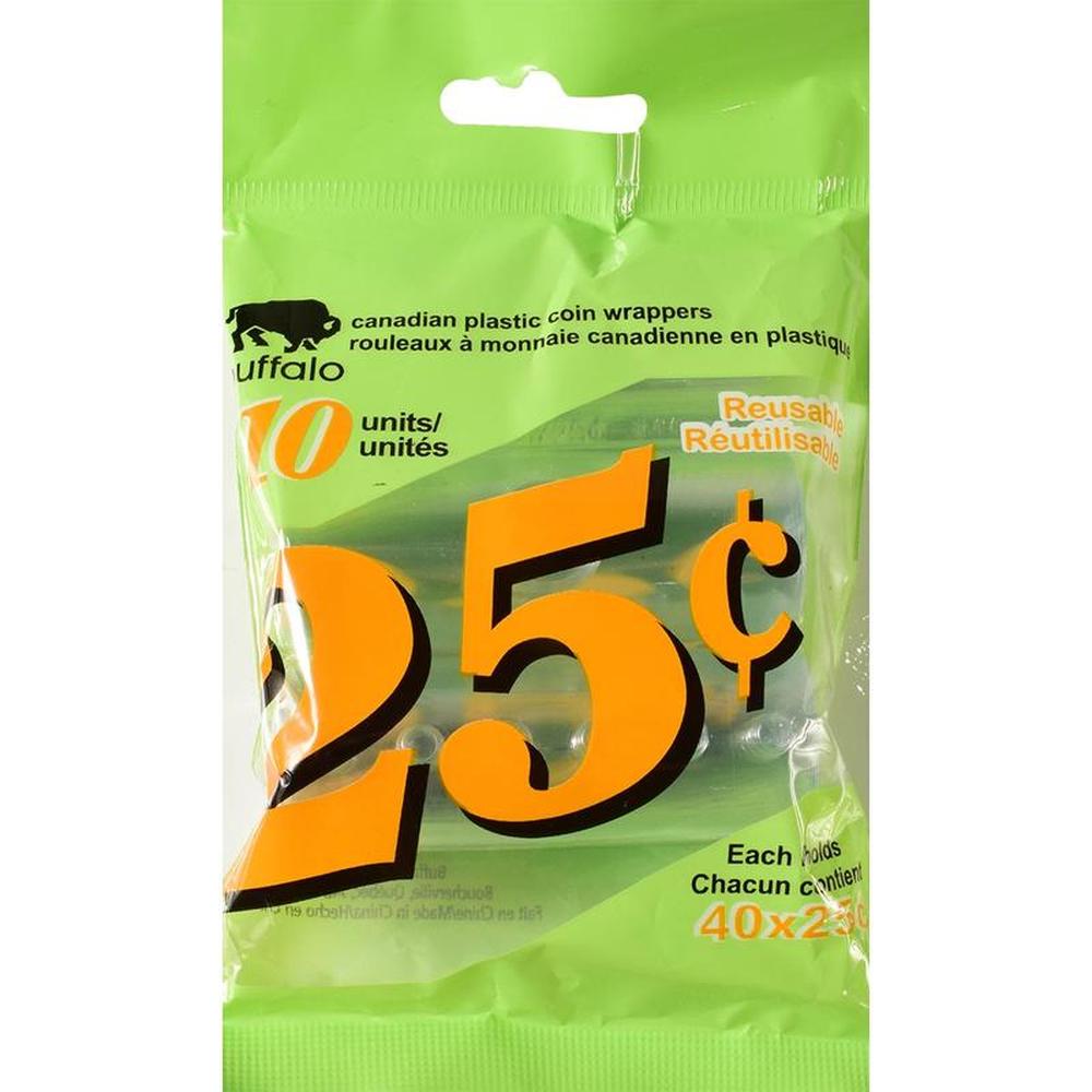 Buffalo Plastic Coin Wrappers 25 Cents - Pack of 10