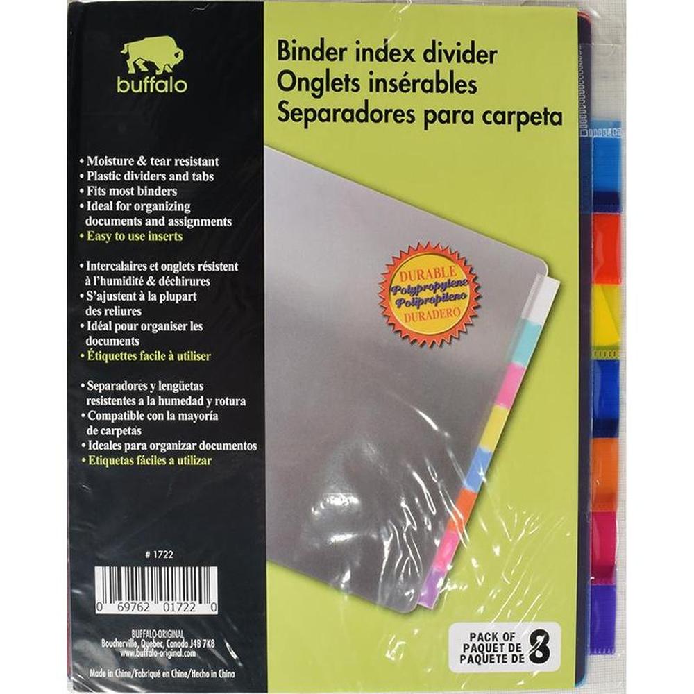 Buffalo Polypropylene Dividers with Tabs - Pack of 8