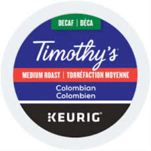 COFFEE-TIMOTHY'S DECAF COLOMBIAN 70.8G MEDIUM ROAST 24/BX