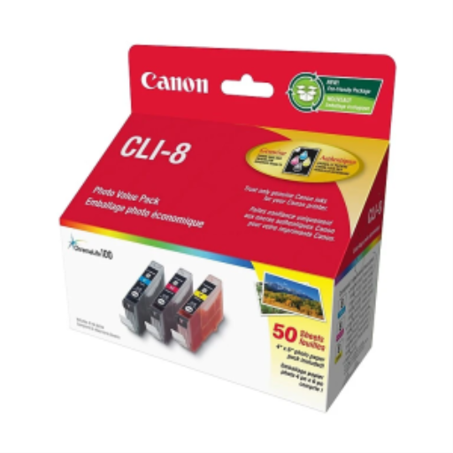 Combo couleur CLI-8 avec pack de 50 feuilles 4x6