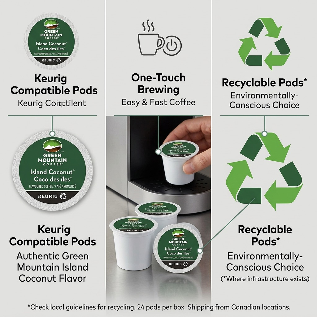 COFFEE-K CUP GREEN MOUNTAIN ISLAND COCONUT LIGHT ROAST 24/BX