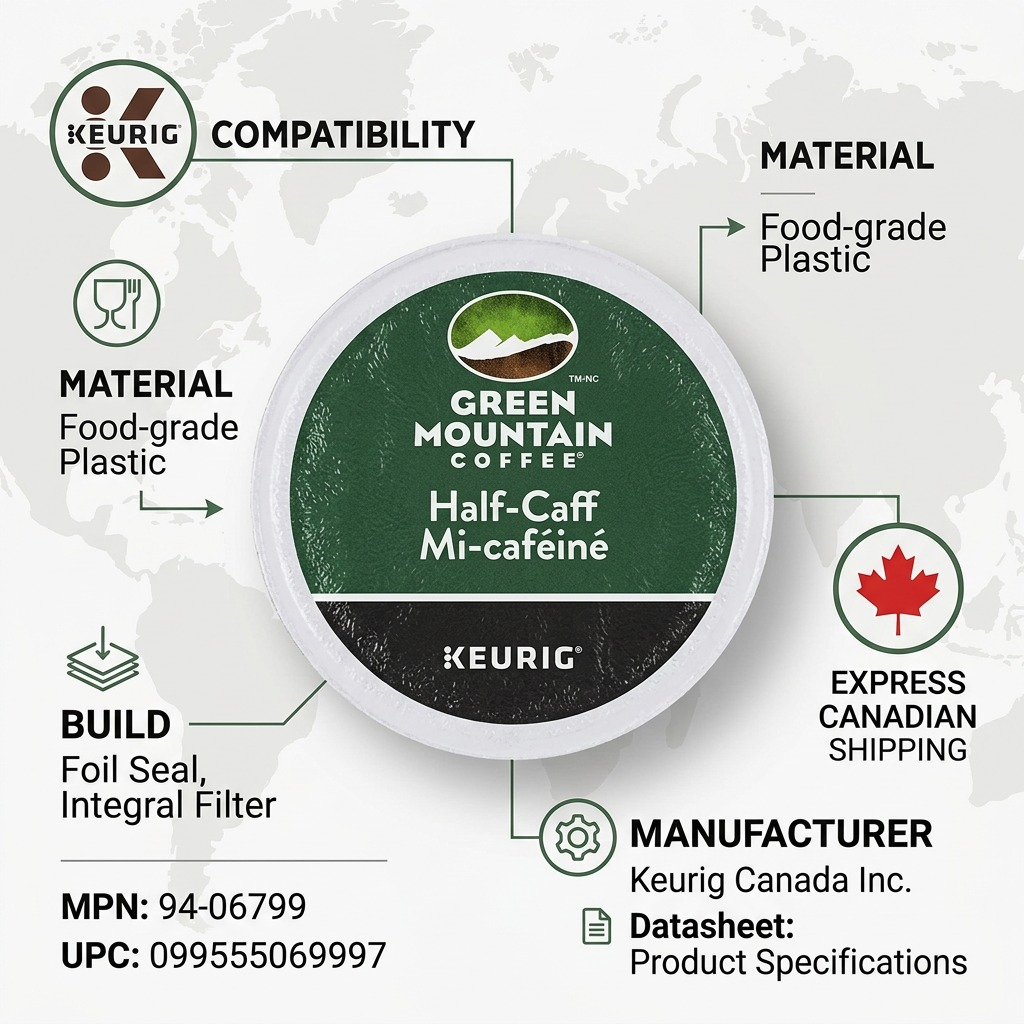COFFEE-K CUP GREEN MOUNTAIN HALF-CAFF MEDIUM ROAST 24/BX