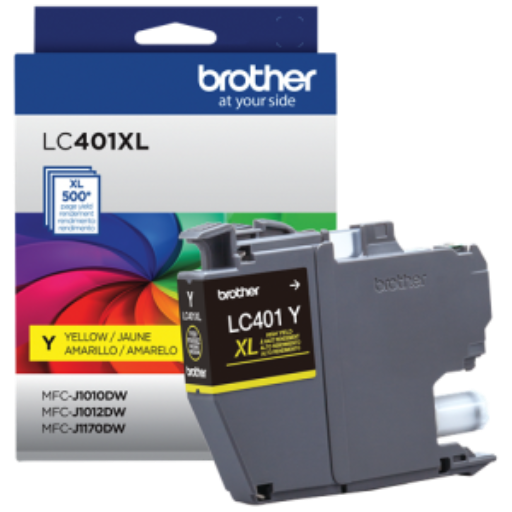 Cartouche d'encre jaune Brother Genuine LC401XLYS, haut rendement