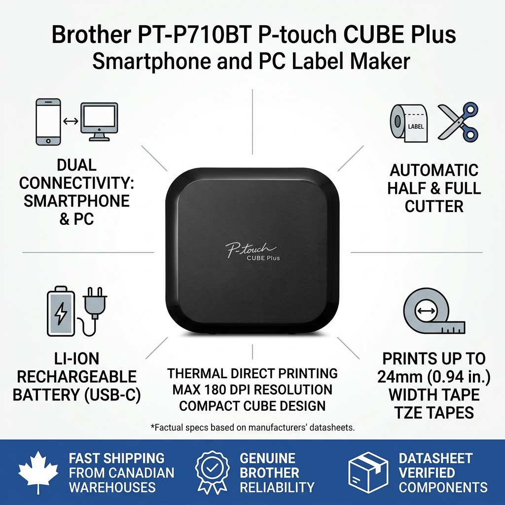 PT-P710BT P-touch CUBE Plus Smartphone and PC Label Maker