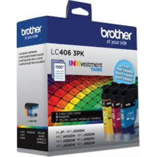 Pack de 3 cartouches d'encre couleur Brother LC4063PKS authentiques, rendement standard
