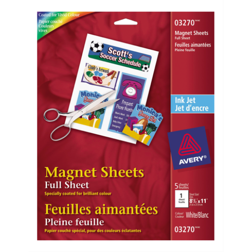 Avery White Magnet Sheets, 8 1/2" x 11", 5 Sheets/Envelope