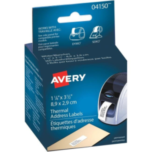 Avery Thermal Labels, 3 1/2" x 1 1/8", Rolls, Permanent, Address