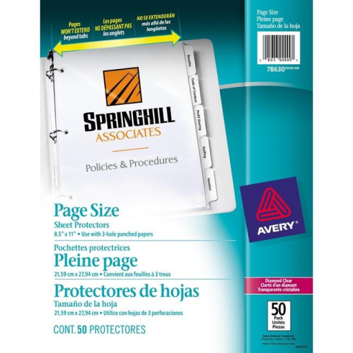 Avery Page Size Sheet Protector, Diamond Clear, 50/Pack