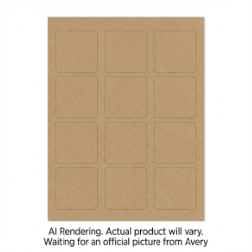 Avery Square Labels, Kraft Brown, 2" x 2", 25 Sheets/Envelope