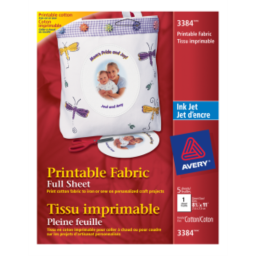 Avery Printable Fabric, 8 1/2" x 11", 5 Sheets/Envelope
