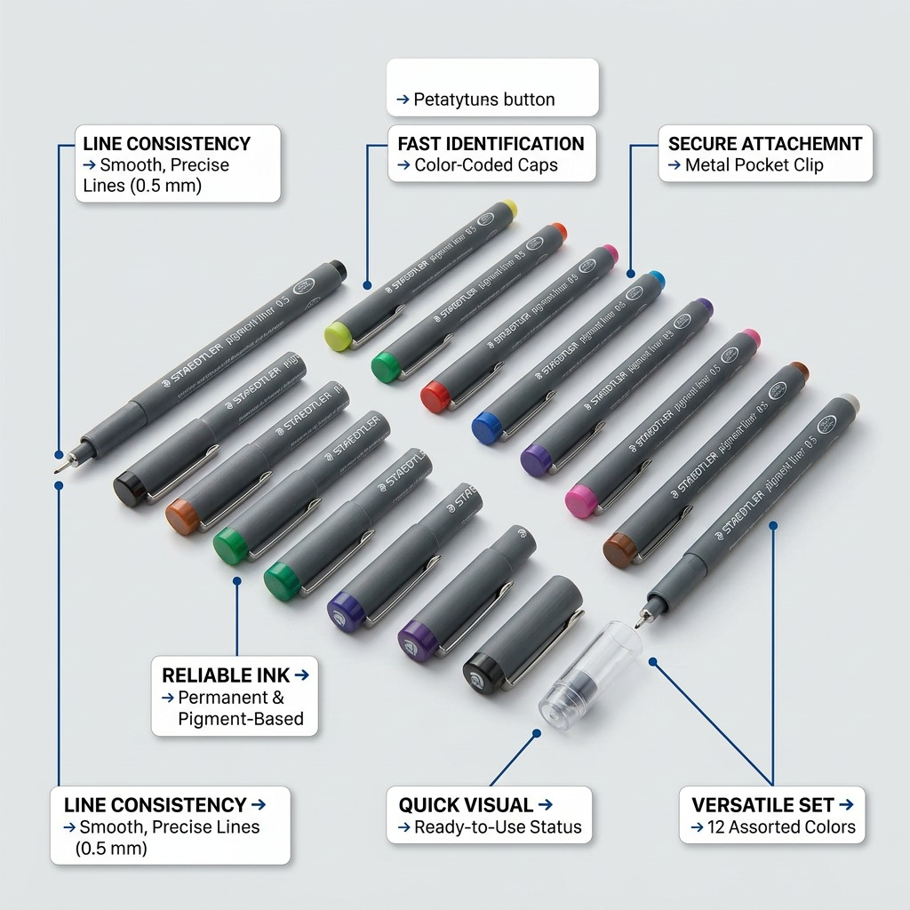 Staedtler Pigment Liner 0.5 Mm Assorted Colours