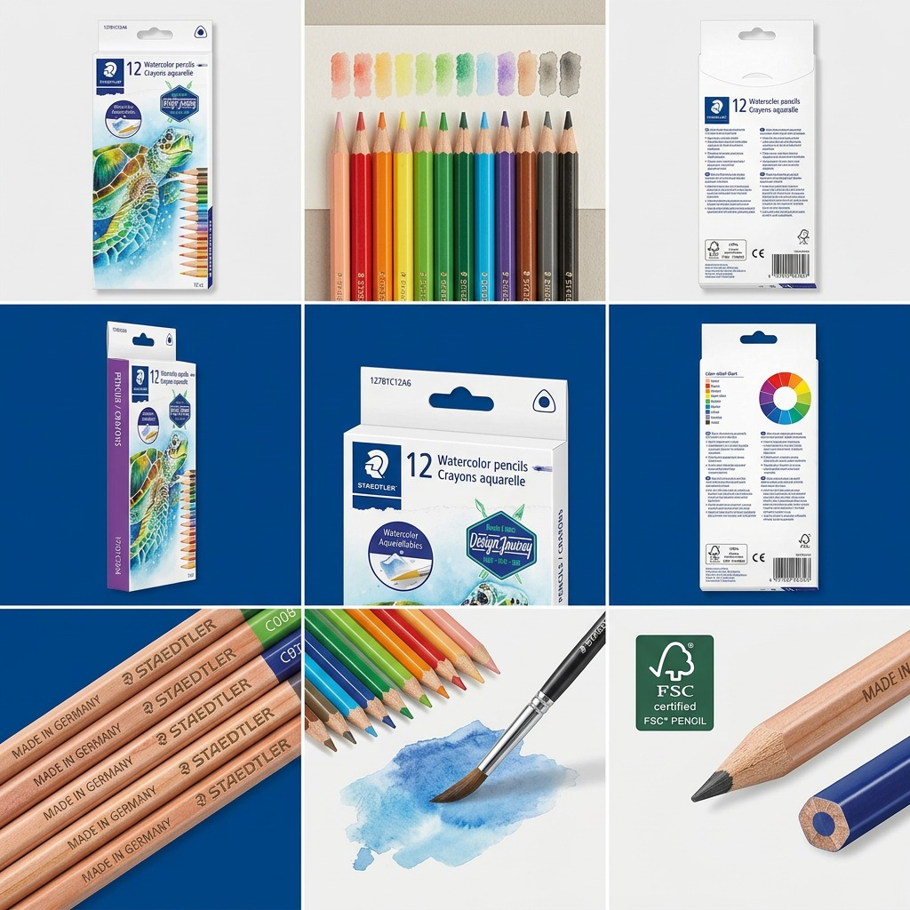 Staedtler Triangular Watercolour Pencils 3mm, 12-Pack FSC 100%