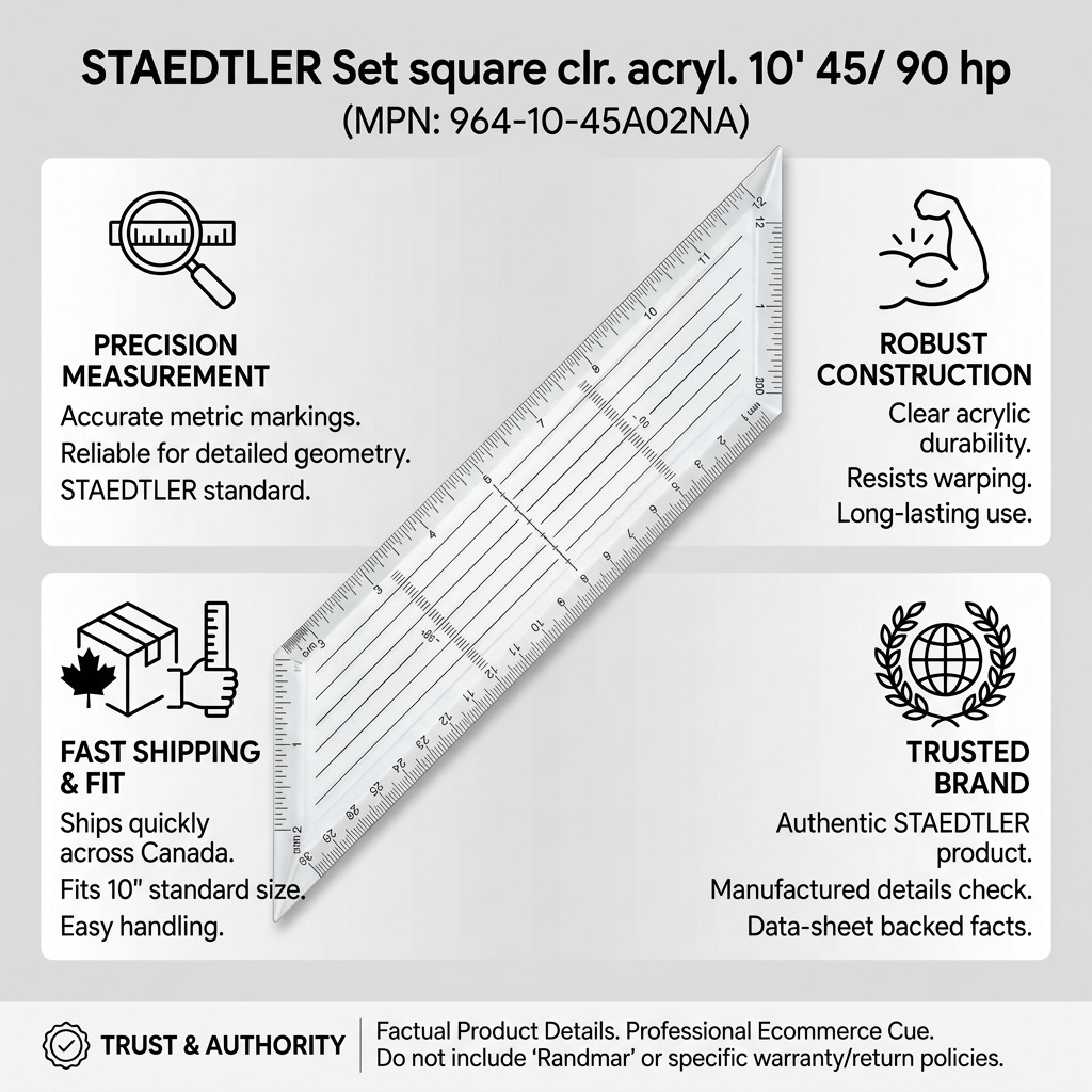 Staedtler Set Square Clr. Acryl 10-inch 45/90 Hp