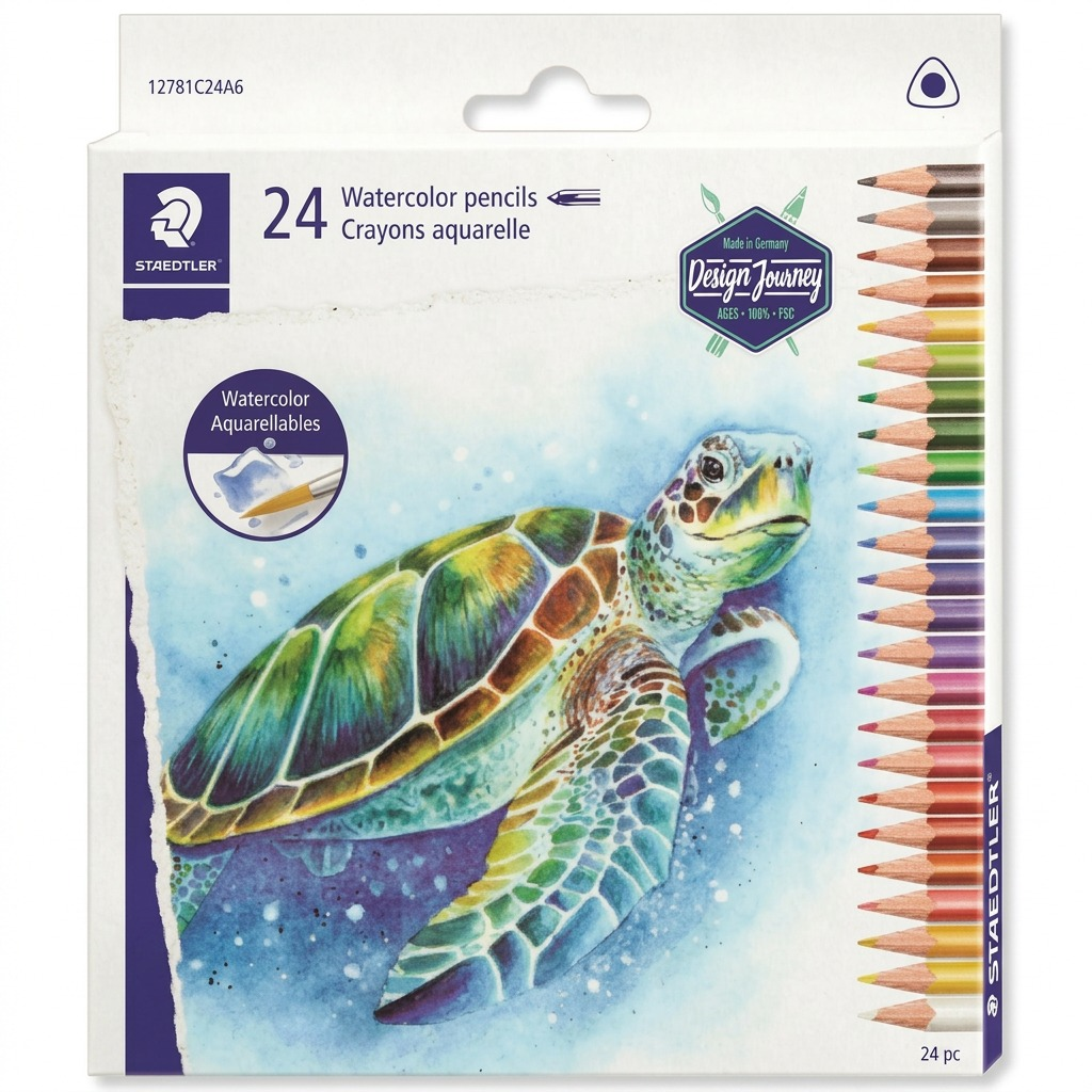 Staedtler Triangular Watercolour Pencils 3mm, 24-Pack FSC 100%