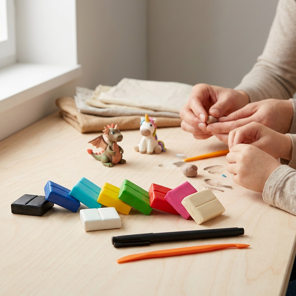 Staedtler Set Modelling Clay Fimo Soft Magical Creatures 12 Color Pack, 1 Permanent Marker, 1 Modelling Tool
