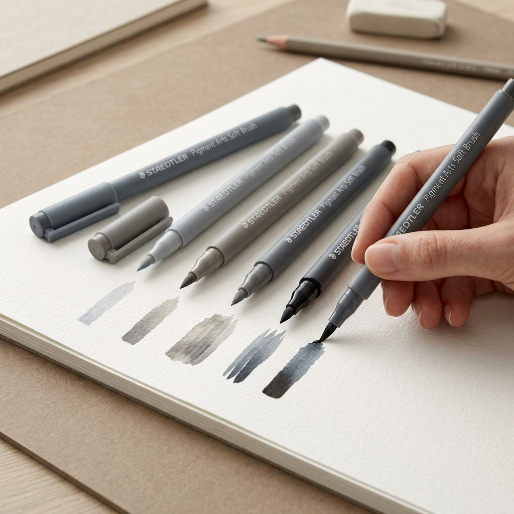 Staedtler Pigment Arts Soft Brush Grey Colours