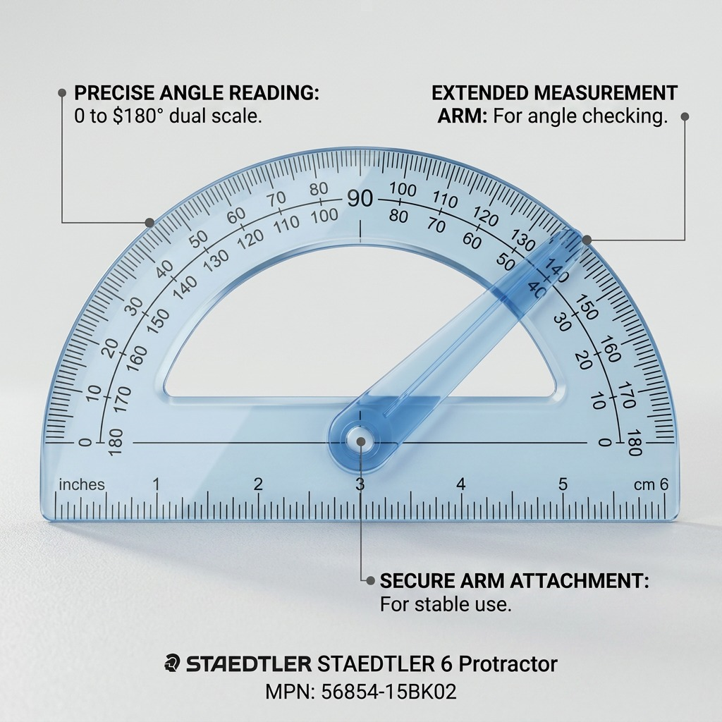 Staedtler Protractor, 6-inch with Arm Black