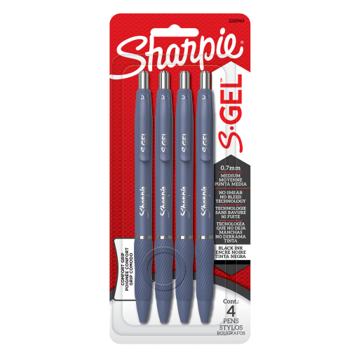 Sharpie S-Gel, Moonlit Midnight, Retractable Gel Pens, Medium Point (0.7 mm), Black Ink, 4 Count