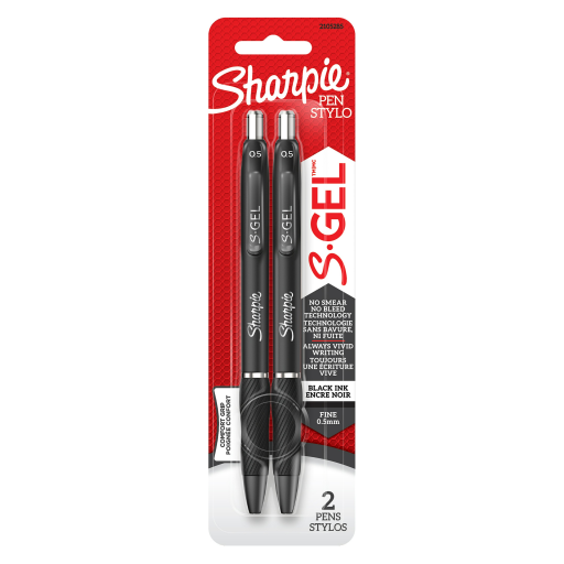 Sharpie S-Gel, Gel Pens, Fine Point (0.5 mm), Black Ink, 2 Count