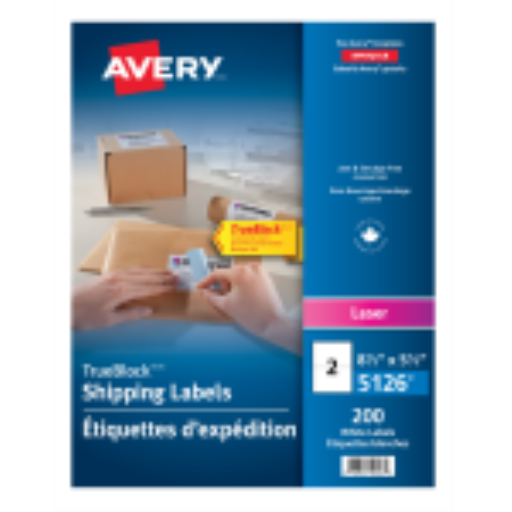 Avery White TrueBlock Labels, 5 1/2" x 8 1/2", Permanent, 100 Sheets