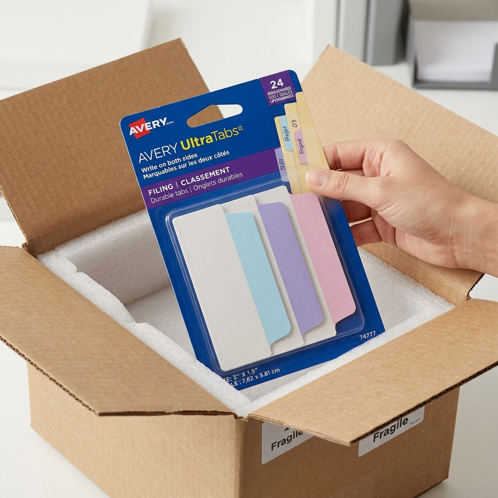 Avery UltraTabs Filing Tabs, Pastel Colours, Lavender, Light Blue, Pink, 24 pack