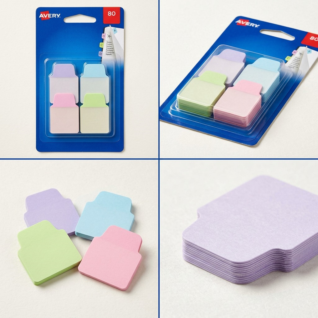 Avery Mini Tabs 1 x 1.5, Pastel Colours, Lavender, Light Blue, Light Green, Pink, 80 pack