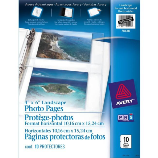 Pages photo horizontales Avery 4" x 6", 10/paquet
