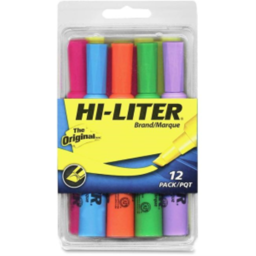 Surligneurs de bureau Avery Hi-Liter, paquet de 12, assortis - jaune, rose
