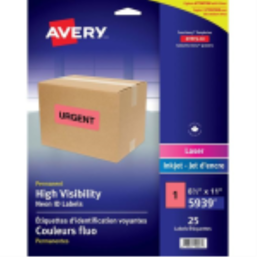 Étiquettes d'expédition laser fluorescentes rouges haute visibilité Avery