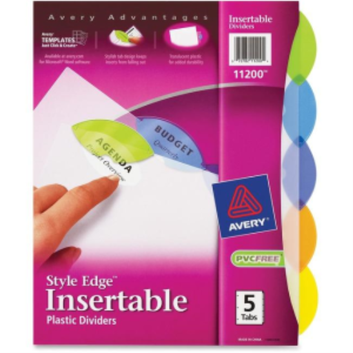 Intercalaires Avery à onglets larges insérables, 5 onglets, 1 jeu, extra larges
