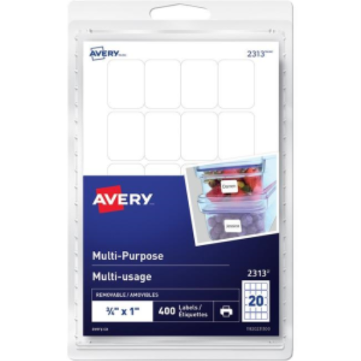 Étiquettes amovibles polyvalentes Avery pour imprimantes laser et jet d'encre, ¾" x 1", blanches mates, amovibles
