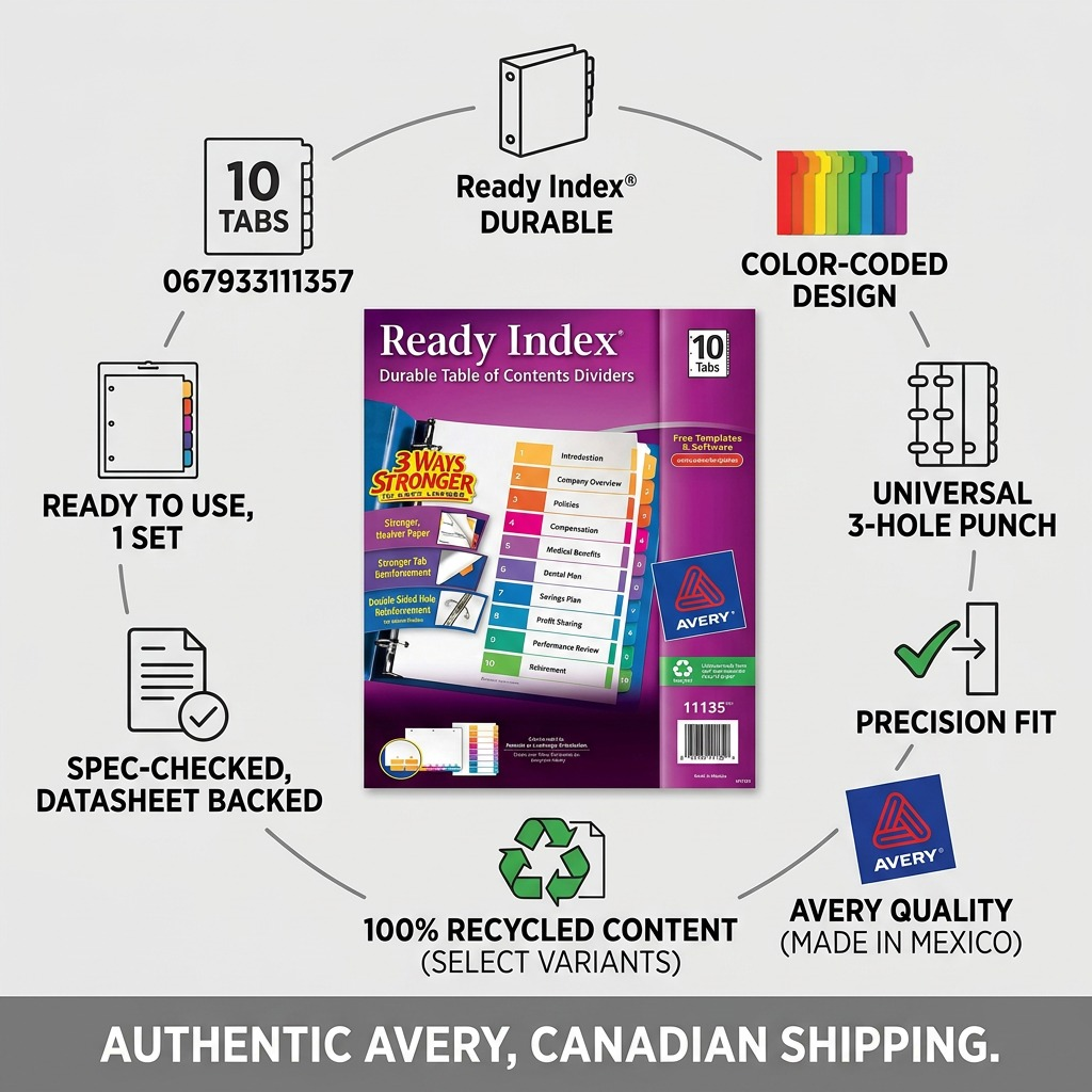 Avery Ready Index Table of Contents Dividers, 10 Tab, 1 Set