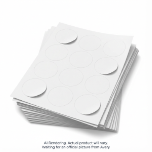Étiquettes blanches mates Avery pour laser/jet d'encre, diamètre 2", permanentes, 10 feuilles/enveloppe, 120 étiquettes/enveloppe