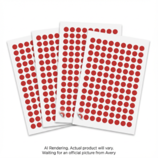 Avery Round Colour Coding Labels, Red, 192 Labels, 4 Sheets