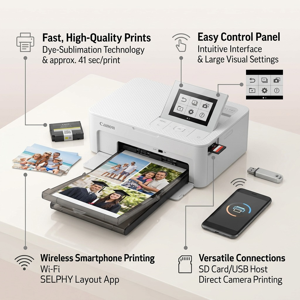 Canon SELPHY CP1500 – Compact Photo Printer (White)