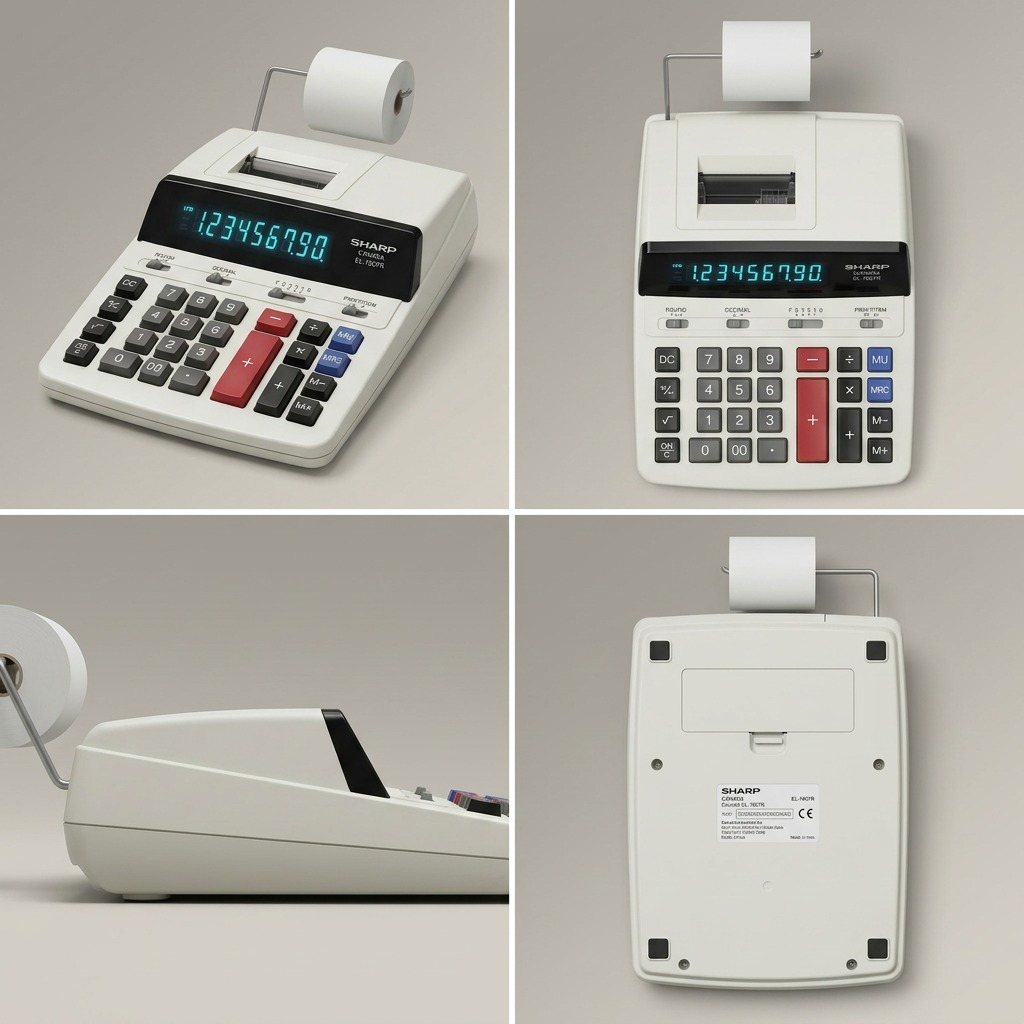 Sharp EL-1607R Heavy - Duty Desktop Printing Calculator - 10-Digit 2-Color Printer