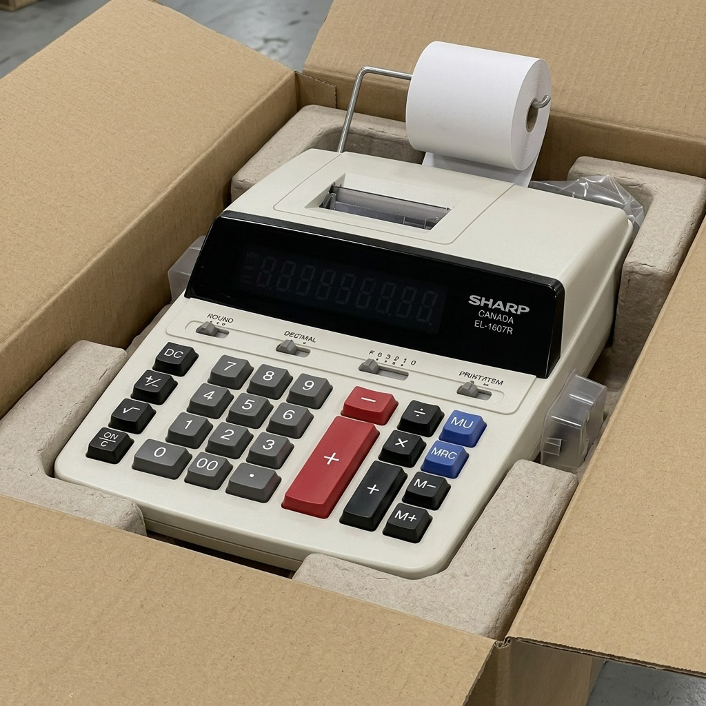 Sharp EL-1607R Heavy - Duty Desktop Printing Calculator - 10-Digit 2-Color Printer