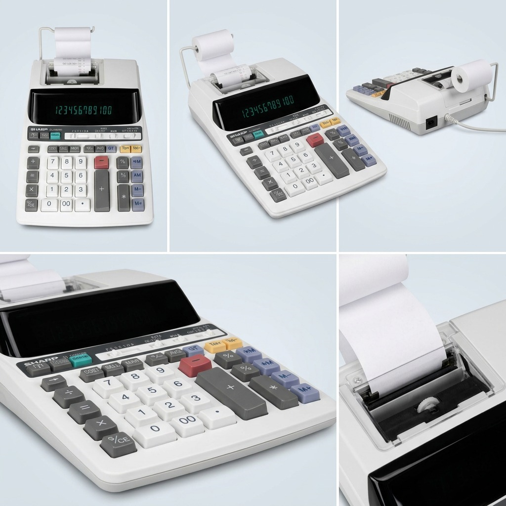 Sharp EL-2201RII 12 Digit Fluorescent Printing Calculator, 2-Colour