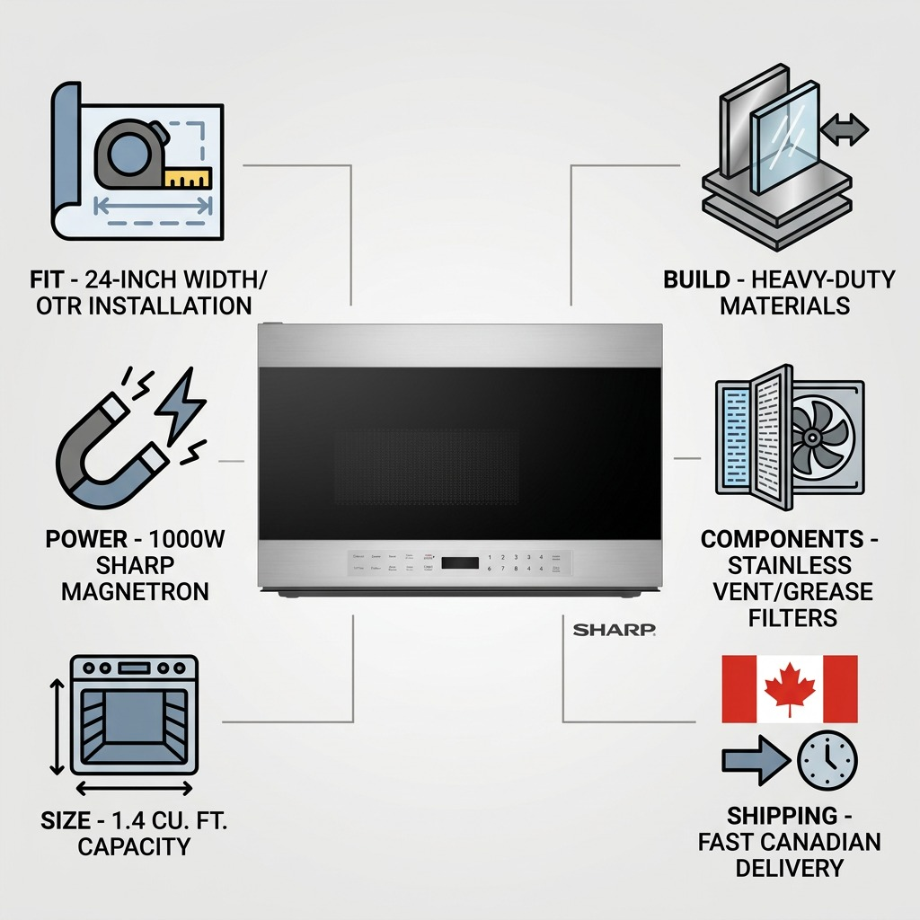 Sharp SMO1461GS 24-Inch Over-the - Range Microwave Oven - 1.4 cu. ft. 1000W Stainless Steel Finish