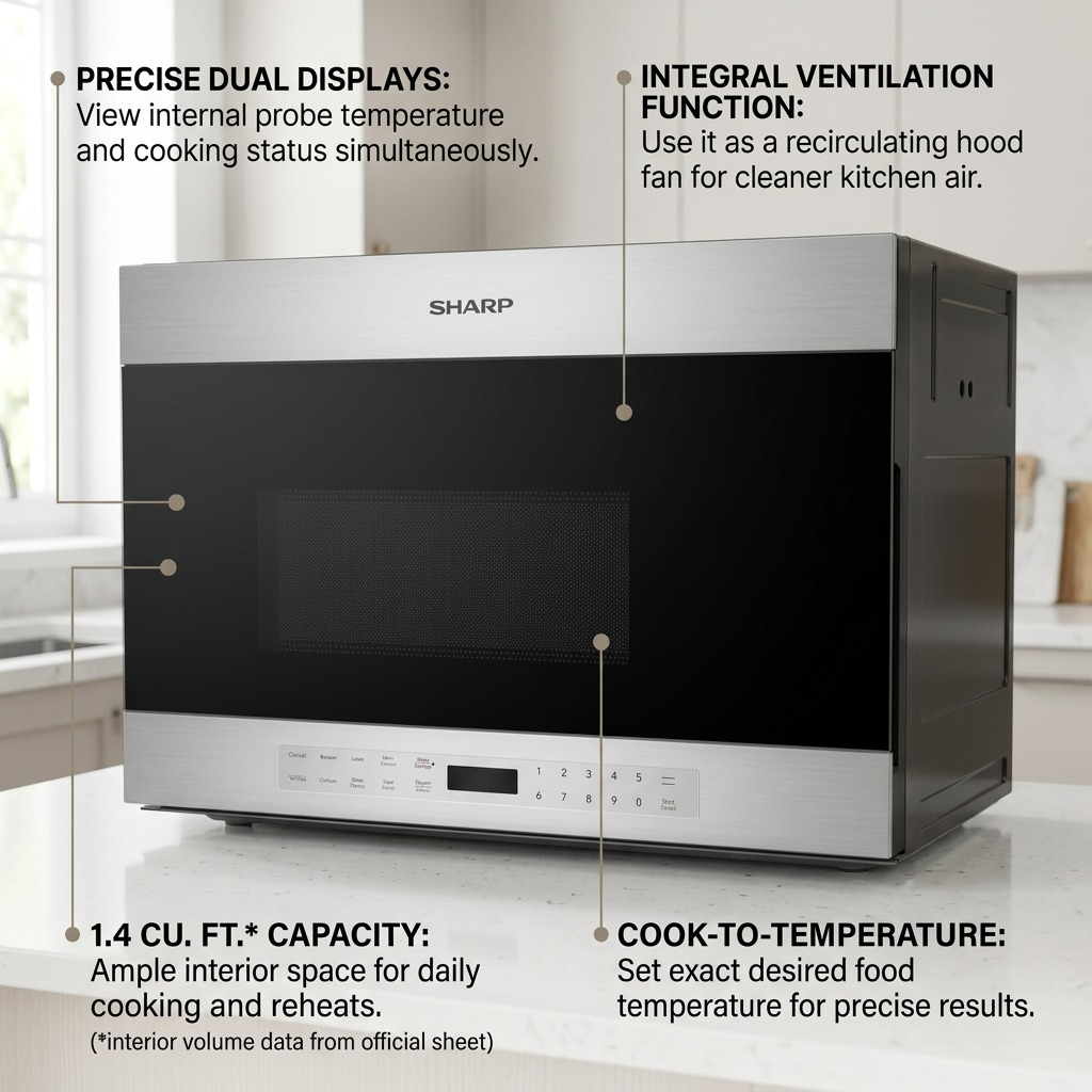 Sharp SMO1461GS 24-Inch Over-the - Range Microwave Oven - 1.4 cu. ft. 1000W Stainless Steel Finish