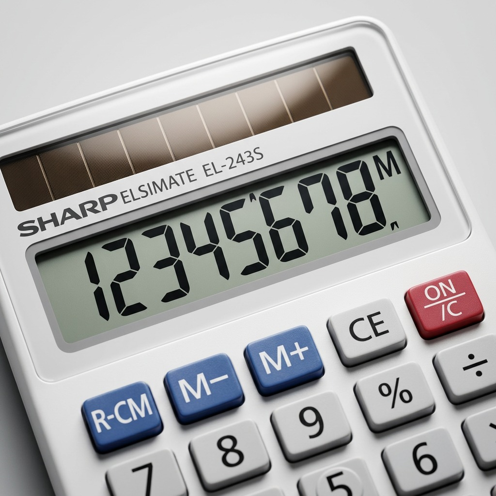 Sharp EL-243S 8-Digit Hand-Held Calculator - Twin Power Solar & Battery with Protective Cover