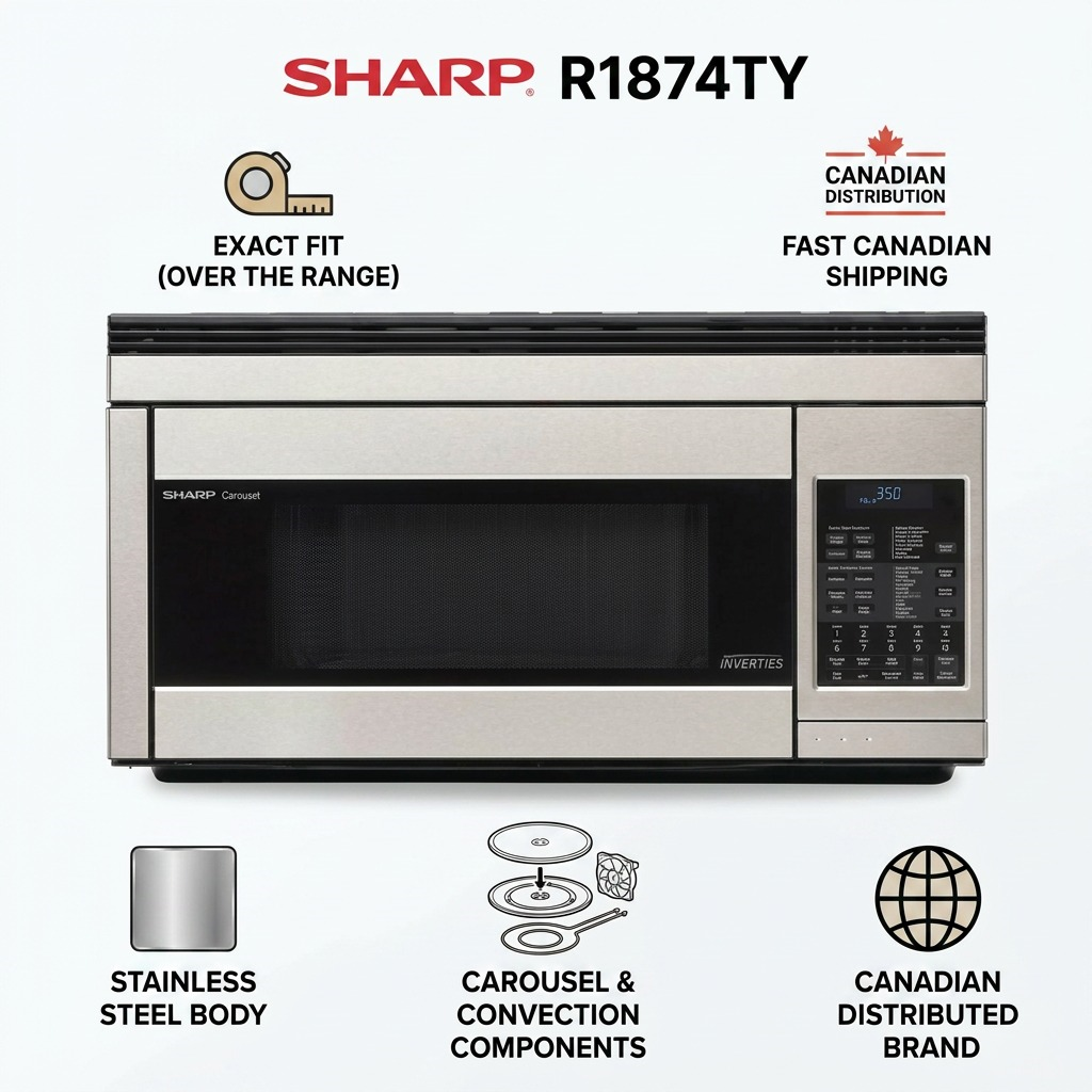 Sharp R1874TY Carousel Over-the - Range Microwave - 1.1 cu. ft. 850W Convection Oven