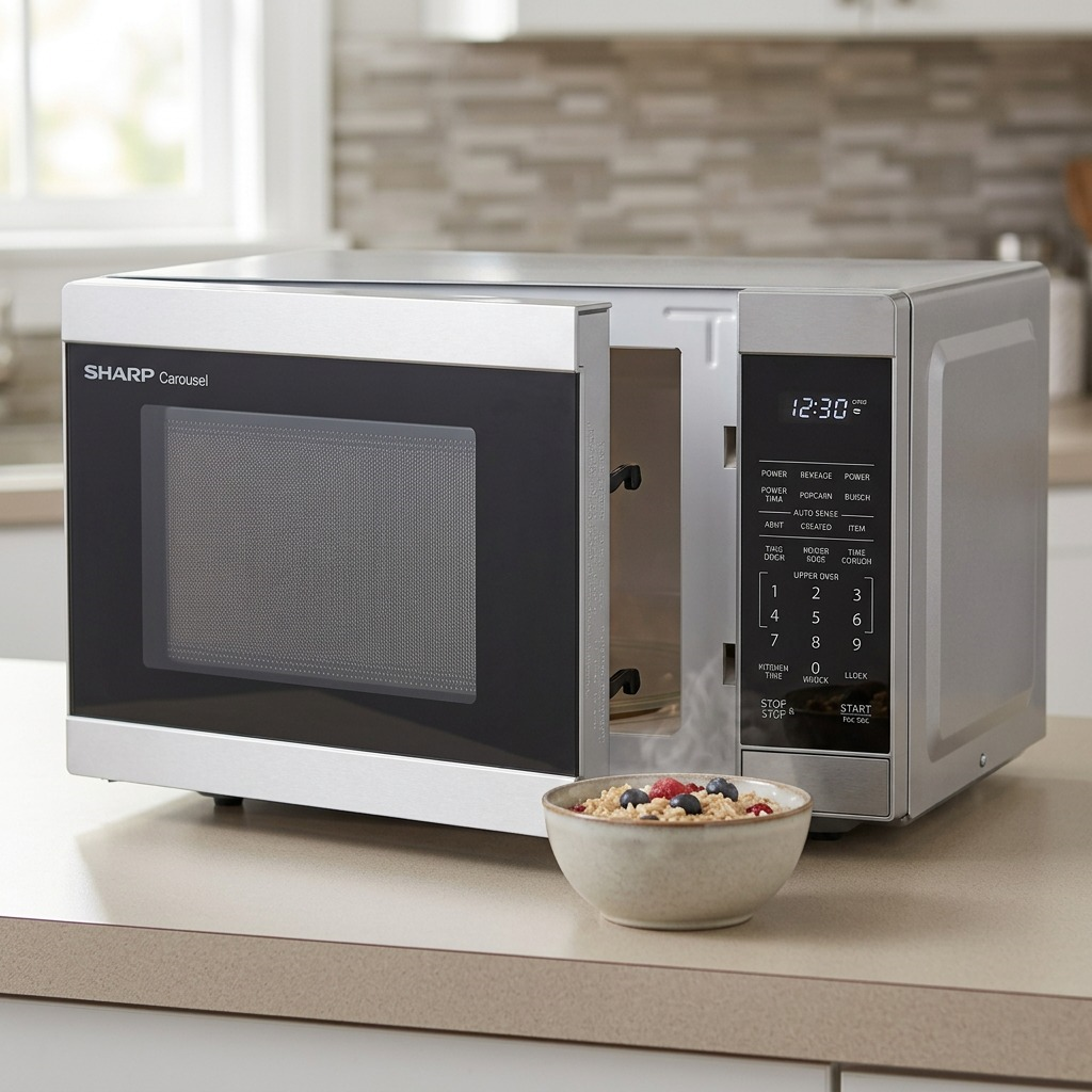 Sharp SMC1162KSC Carousel Countertop Microwave Oven - 1.1 cu. ft. 900W Stainless Steel