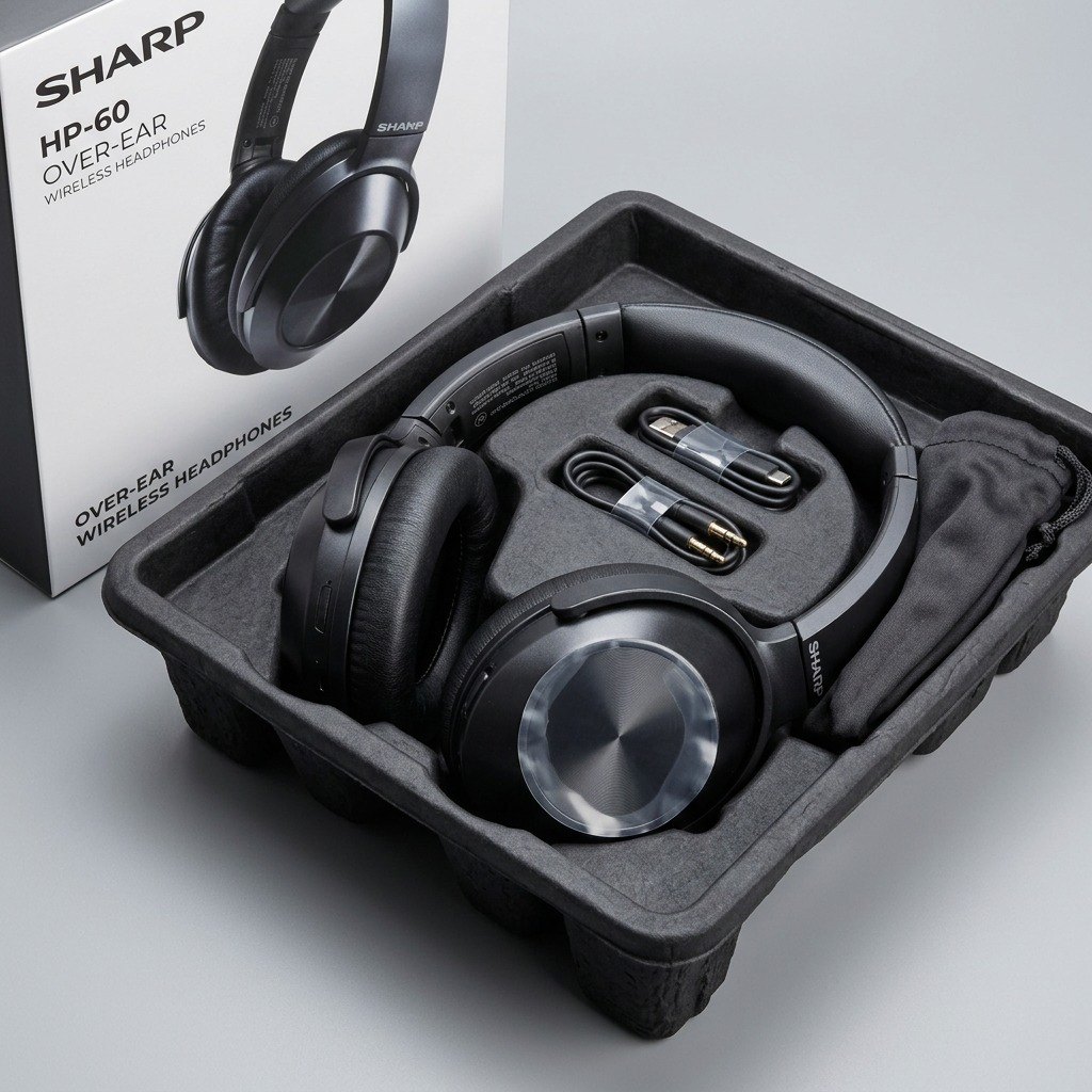 Sharp HP-60 Over - Ear Wireless Headphones with Active Noise Cancellation & 20-Hour Battery Life