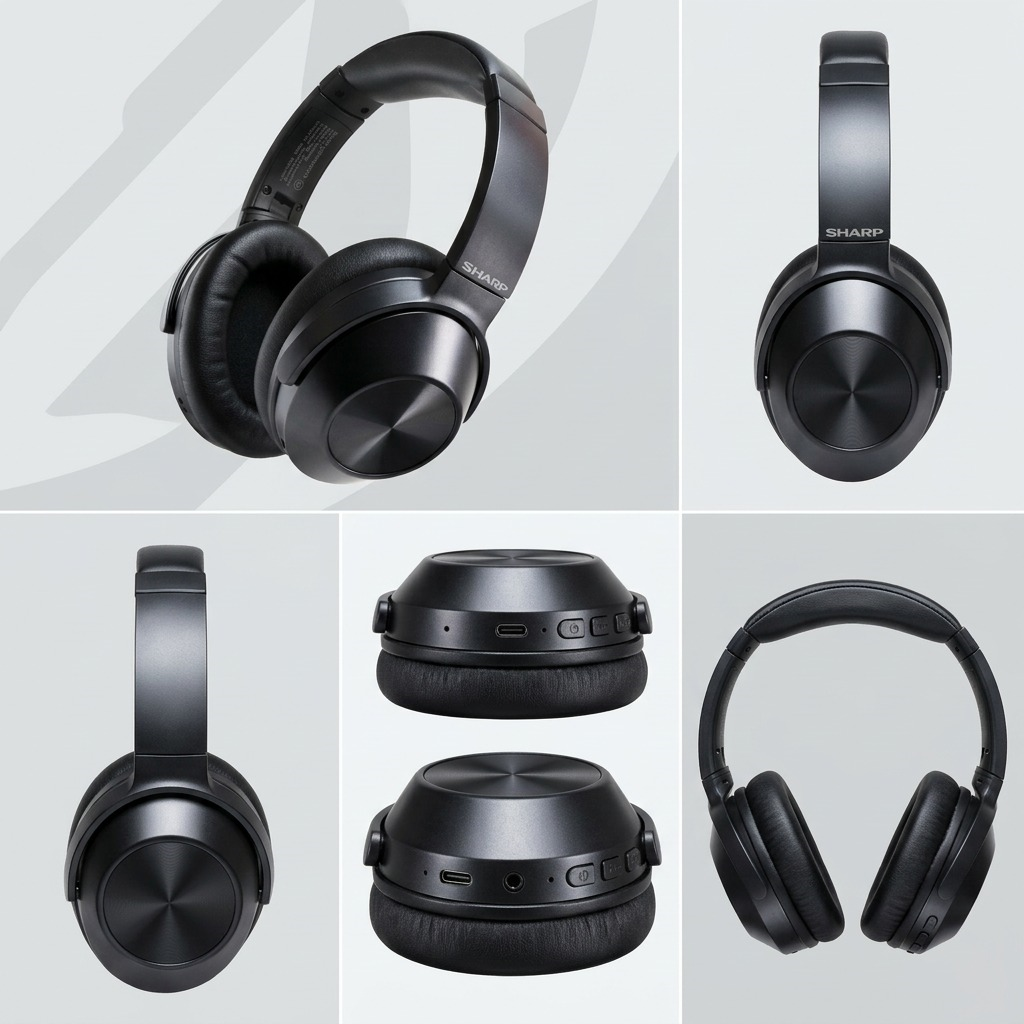 Sharp HP-60 Over - Ear Wireless Headphones with Active Noise Cancellation & 20-Hour Battery Life